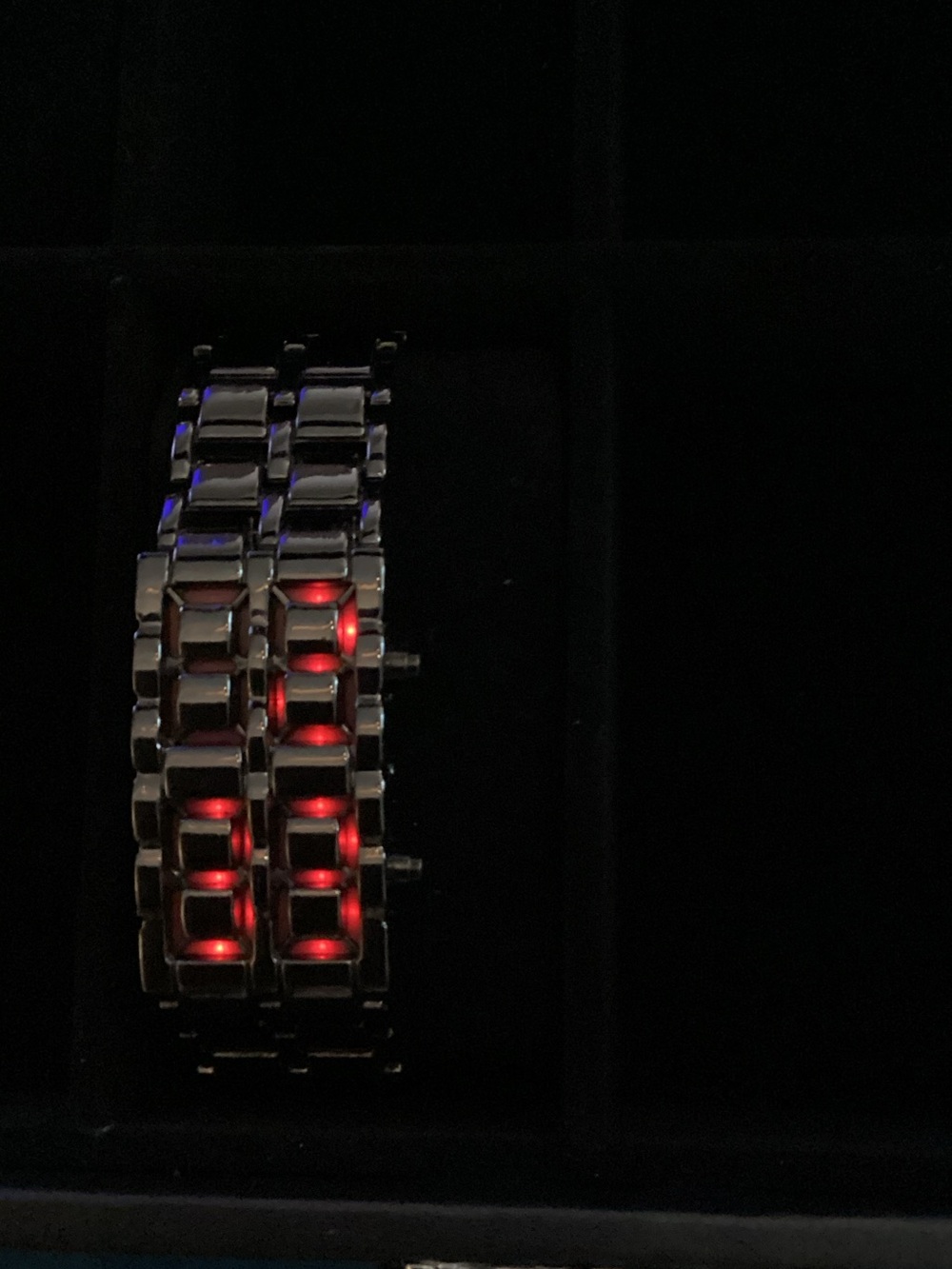 Stainless Steel Bracelet Smartwatch with Red LED Display